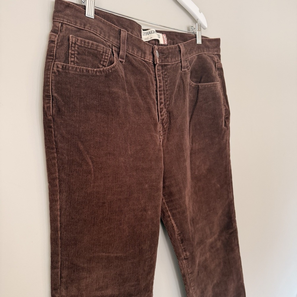 VTG Levi's 505 Straight Leg Jeans Women's Size 14 Corduroy Brown Cotton Pants - Picture 11 of 13